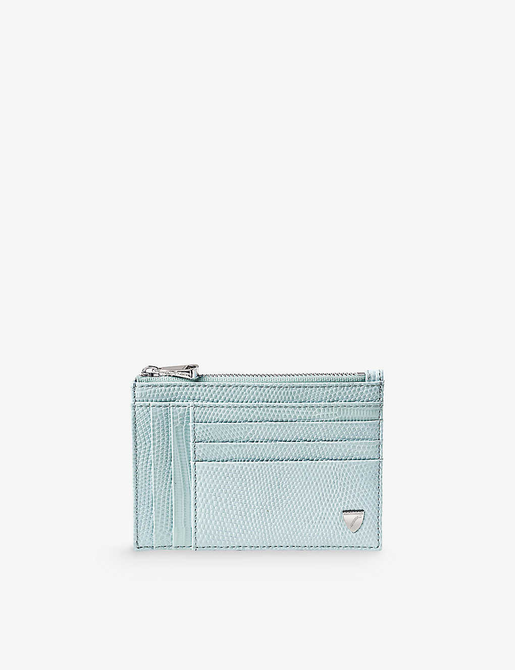 Aspinal Of London Womens Poolblue Lizard-embossed Zipped Leather Cardholder