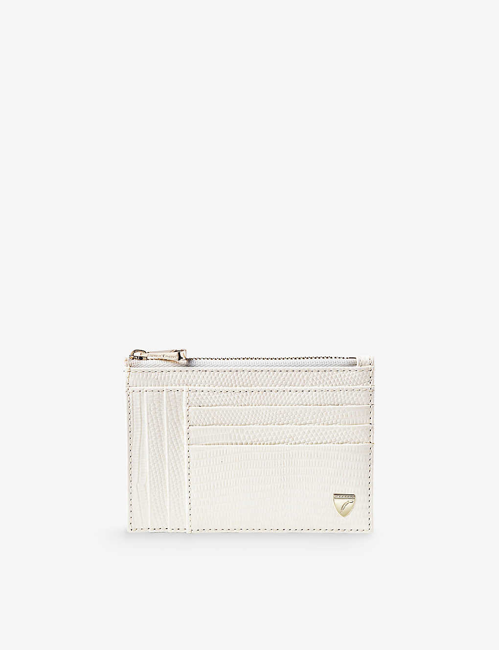 Aspinal Of London Womens White Lizard-embossed Zipped Leather Cardholder