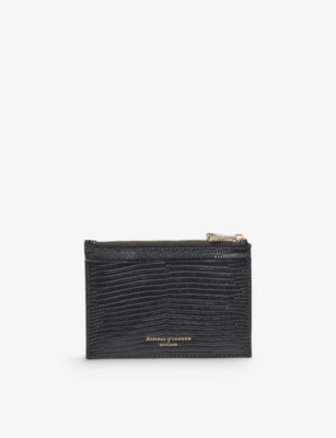 ASPINAL OF LONDON Logo-print zipped grained-leather card holder - Main Image