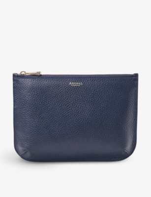 ASPINAL OF LONDON: Ella large logo-print grained-leather pouch