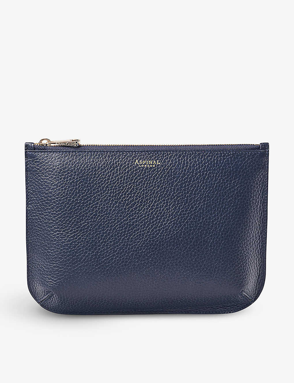 Aspinal Of London Womens Navy Ella Large Logo-print Grained-leather Pouch