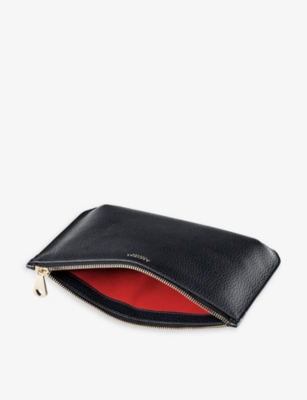 Aspinal Of London Womens Black Ella Large Logo-print Grained-leather Pouch In Black