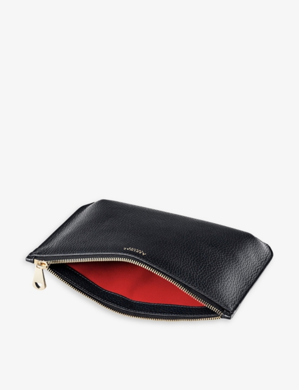 Ella large logo-print grained-leather pouch