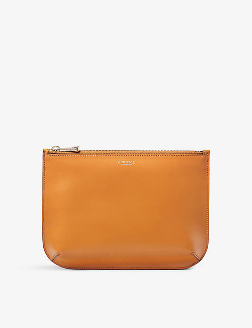 ASPINAL OF LONDON: Ella small logo-print grained-leather pouch