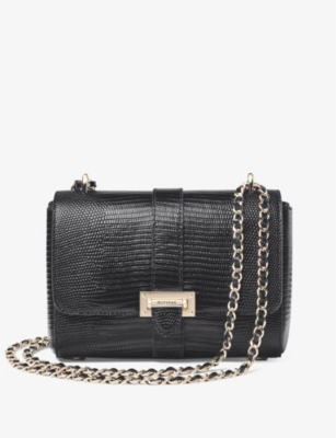 ASPINAL OF LONDON: Lottie logo-engraved leather shoulder bag