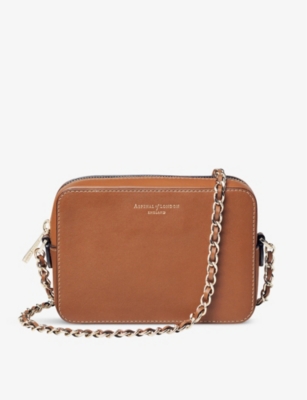Aspinal Of London Womens Tan Milly Logo-print Smooth-leather Cross-body Bag
