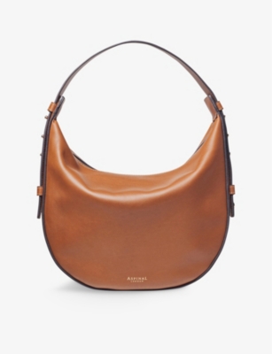 ASPINAL OF LONDON: Hobo crescent-shape smooth-leather bag