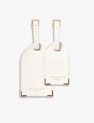 Aspinal of London Textured Luggage Tags Set - White