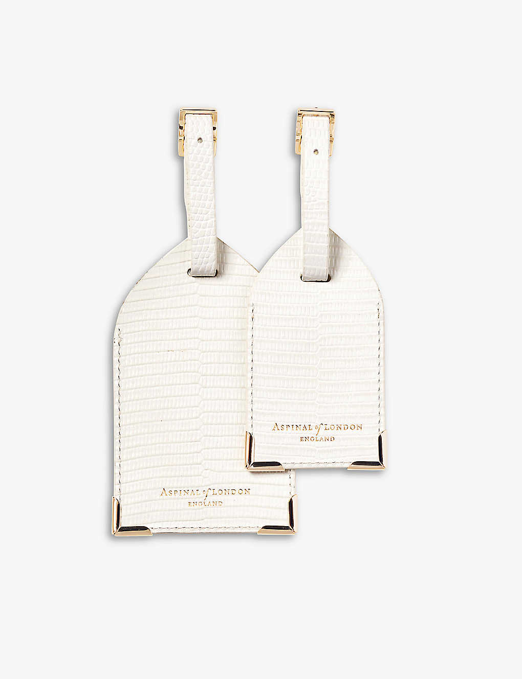 Aspinal Of London White Set Of 2 Logo-embossed Leather Luggage Tags