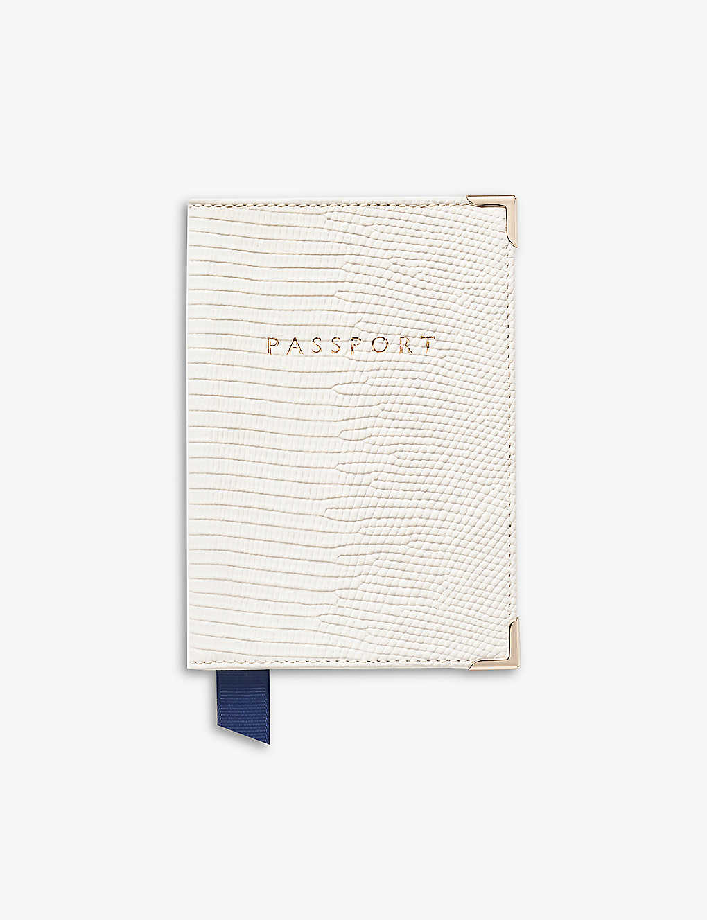 Aspinal Of London White Logo-embossed Leather Passport Cover
