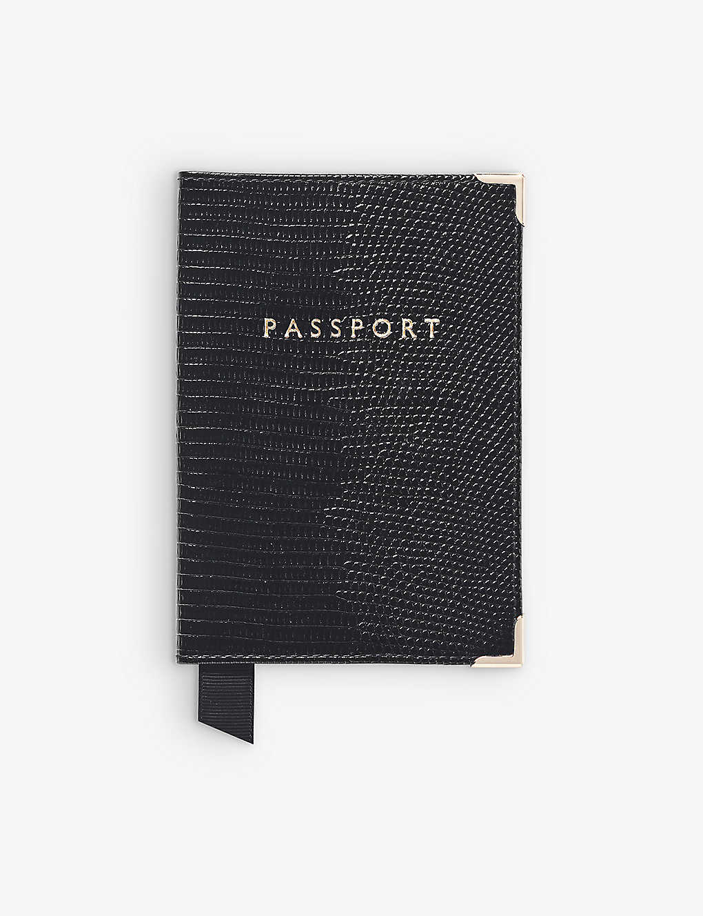 Aspinal Of London Black Logo-embossed Leather Passport Cover