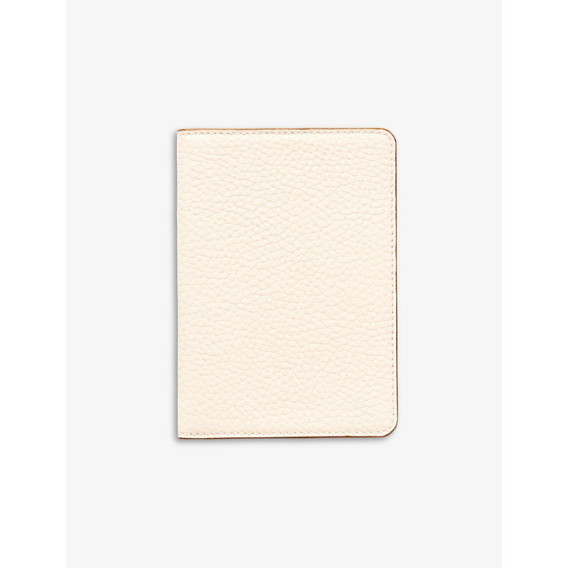 Aspinal Of London Ivory Brand-embossed Grained-leather Passport Cover