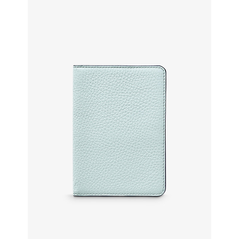 Aspinal Of London Poolblue Brand-embossed Grained-leather Passport Cover