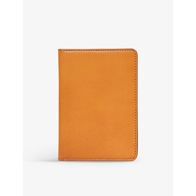 Aspinal Of London Mustard Brand-embossed Grained-leather Passport Cover