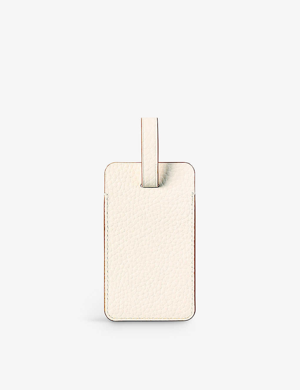 Aspinal Of London Window-flap Pebble Leather-grained Luggage Tag In Ivory