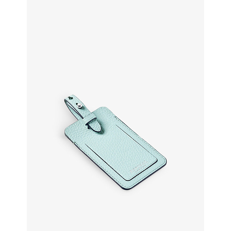 Aspinal Of London Pebble Leather-grained Luggage Tag In Poolblue