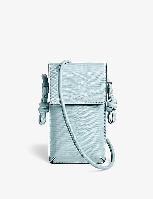 ASPINAL OF LONDON: Ella logo-print grained-leather cross-body phone case