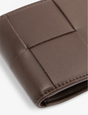 Shop Bottega Veneta Mens Light Brown Silver Intrecciato Leather Wallet
