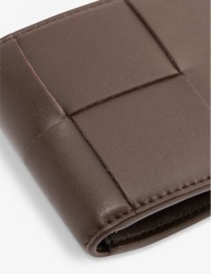 Bottega Veneta Mens Light Brown Silver Intrecciato Leather Wallet In Light Brown Silver