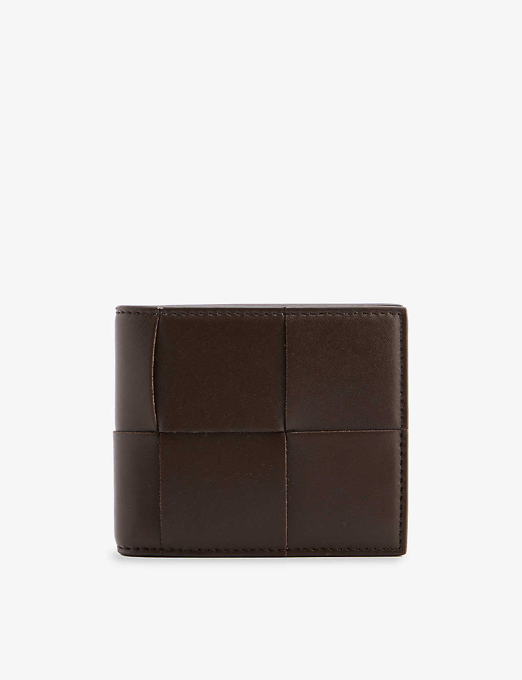 Bottega Veneta Mens Light Brown Silver Intrecciato Leather Wallet