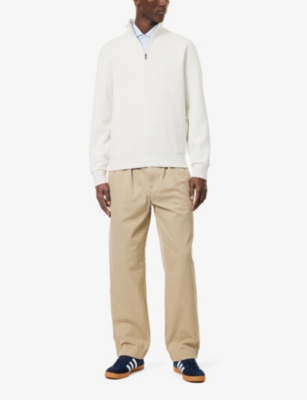 POLO RALPH LAUREN: Logo-patch straight-leg mid-rise cotton-twill trousers