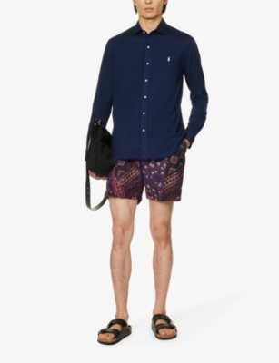 POLO RALPH LAUREN: Logo-embroidered regular-fit cotton-jersey shirt