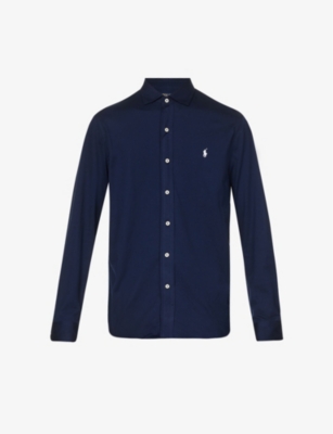 POLO RALPH LAUREN: Logo-embroidered regular-fit cotton-jersey shirt