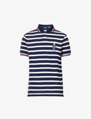 Embroidered Cotton Pique Polo Shirt in Blue - Polo Ralph Lauren