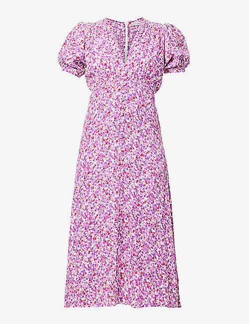 FAITHFULL THE BRAND: Bellavista puff-sleeves floral-print rayon midi dress