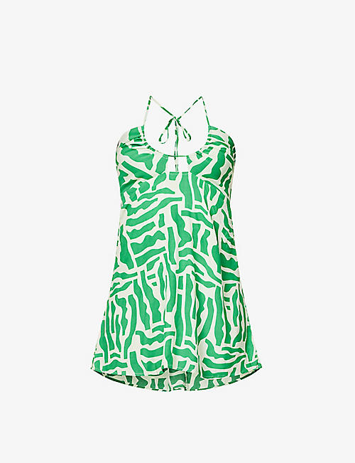 FAITHFULL THE BRAND: Surrau abstract-print rayon mini dress