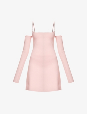 Mach&mach Crystal Bow Mini Dress In Pink