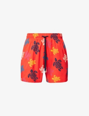 VILEBREQUIN VILEBREQUIN MEN'S COQUELICOT TURTLE-PRINT STRETCH-RECYCLED-POLYAMIDE SWIM SHORTS,67287698