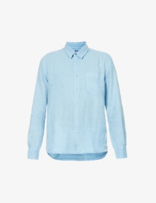 Vilebrequin Mens Source Long-sleeved Chest-pocket Linen Shirt
