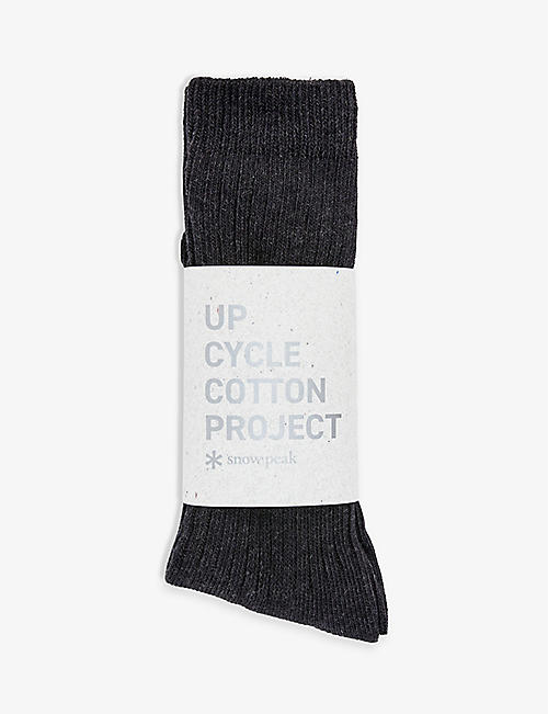 SNOW PEAK: Ribbed stretch-upcycled-cotton blend socks