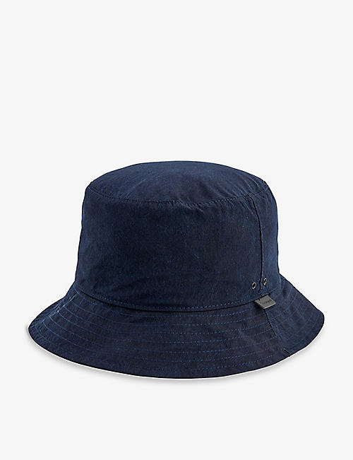 SNOW PEAK: Indigo branded-tab cotton-blend bucket hat
