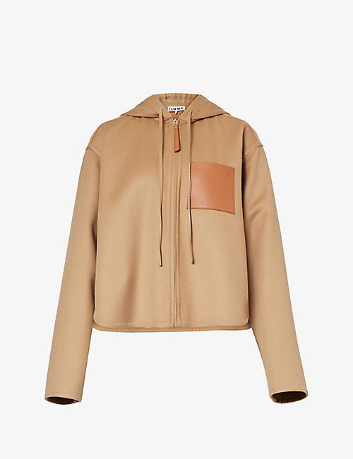 LOEWE: Logo-patch hooded wool and cashmere-blend jacket