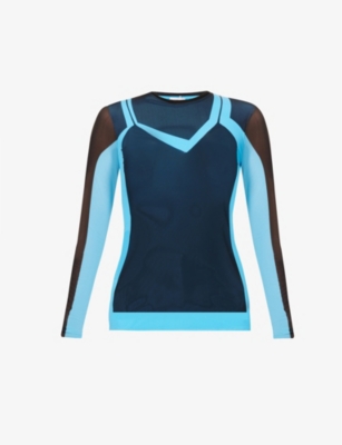 Loewe Long Sleeve Top In Mesh In Black/blue
