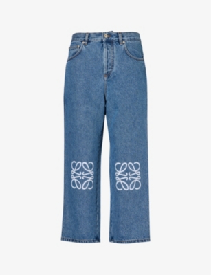 LOEWE - Anagram mid-rise wide-leg cropped jeans | Selfridges.com