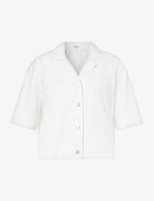 LOEWE: Anagram-embroidered boxy-fit cotton shirt