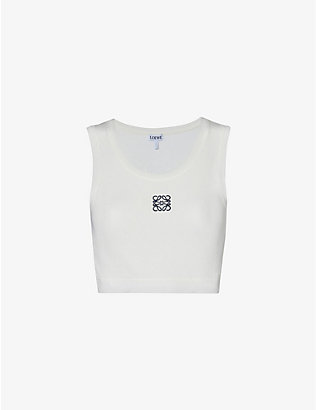 LOEWE: Anagram-embroidered slim-fit stretch-cotton top
