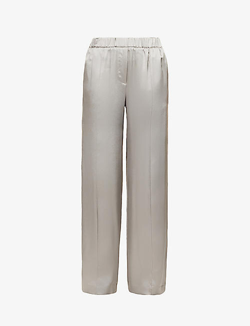 LOEWE: Wide-leg mid-rise satin trousers