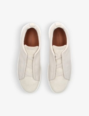 ZEGNA: Triple Stitch brand-embroidered low-top leather trainers