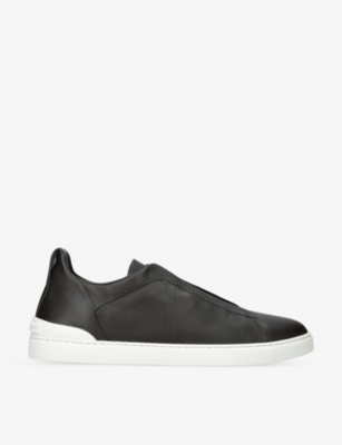 ZEGNA: Triple Stitch brand-embroidered low-top leather trainers