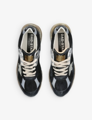 Golden Goose Running Dad Net And Nappa Upper Suede Star Shoes In Black