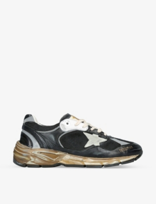 Golden Goose Running Dad Net And Nappa Upper Suede Star Shoes In Black