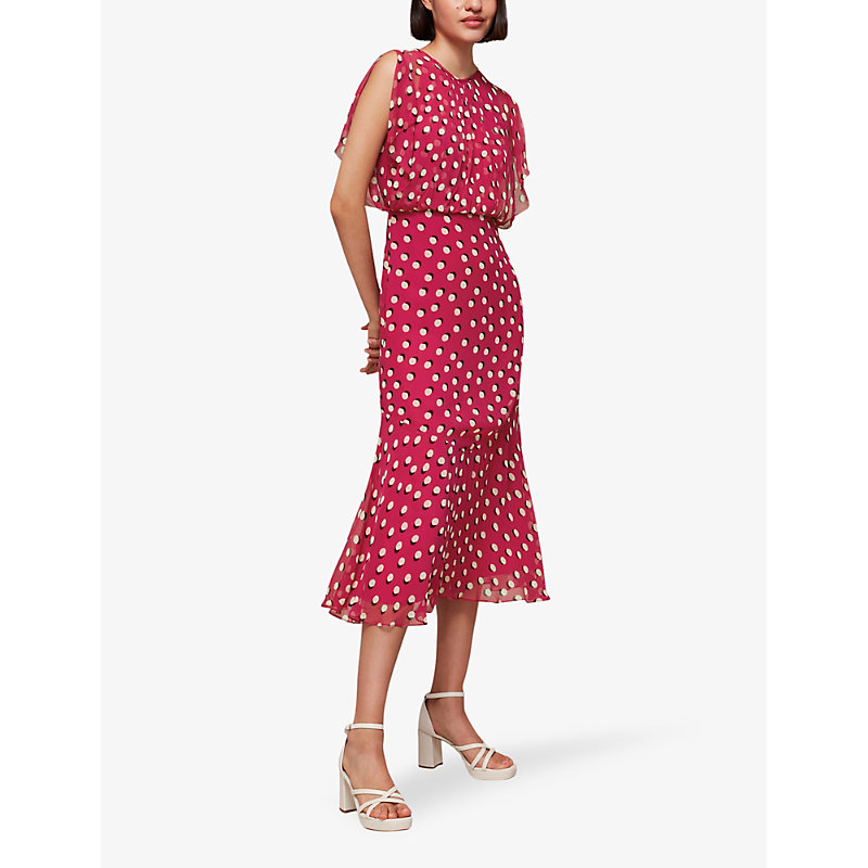 Shop Whistles Women's Multi-coloured Moon Spot-print Woven Midi Dress