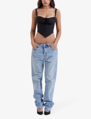 HOUSE OF CB: Analia sweetheart-neckline stretch-cotton bustier top