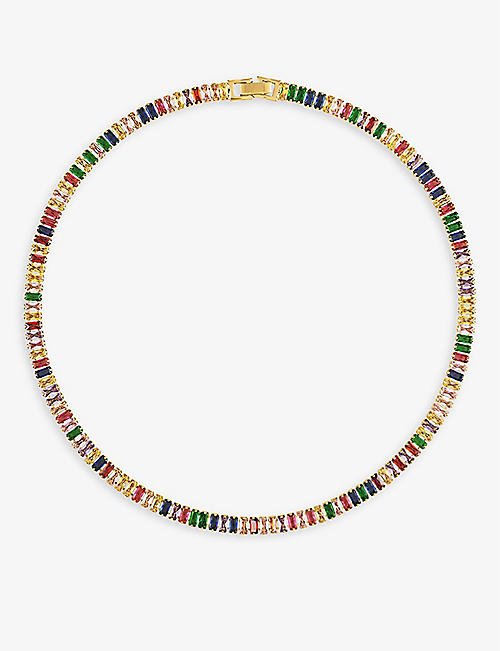 OMA THE LABEL: The Fargerik 18ct yellow gold-plated stainless steel and crystal necklace
