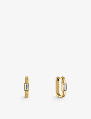 Oma The Label Hverdag 18ct Yellow Gold-plated Brass And Cubic Zirconia Earrings In Gold/clear