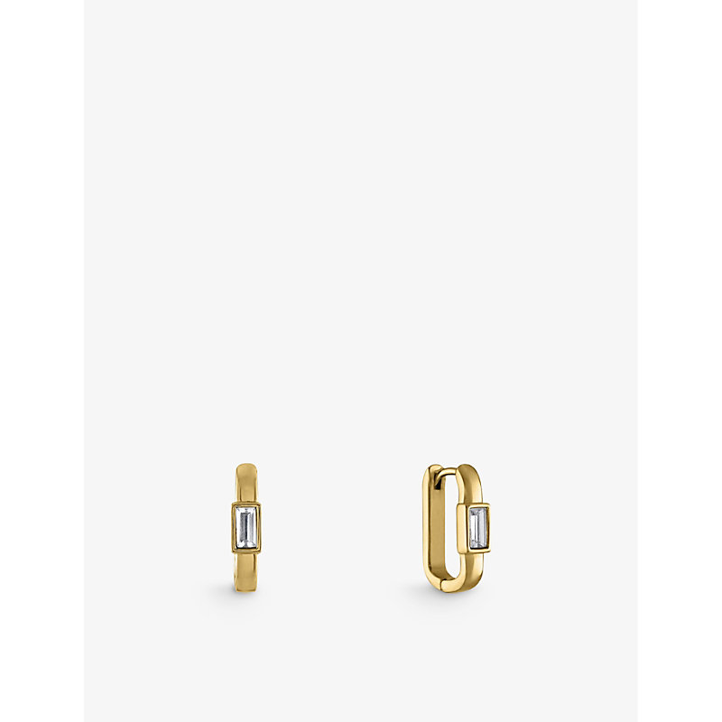 Oma The Label Hverdag 18ct Yellow Gold-plated Brass And Cubic Zirconia Earrings In Gold/clear